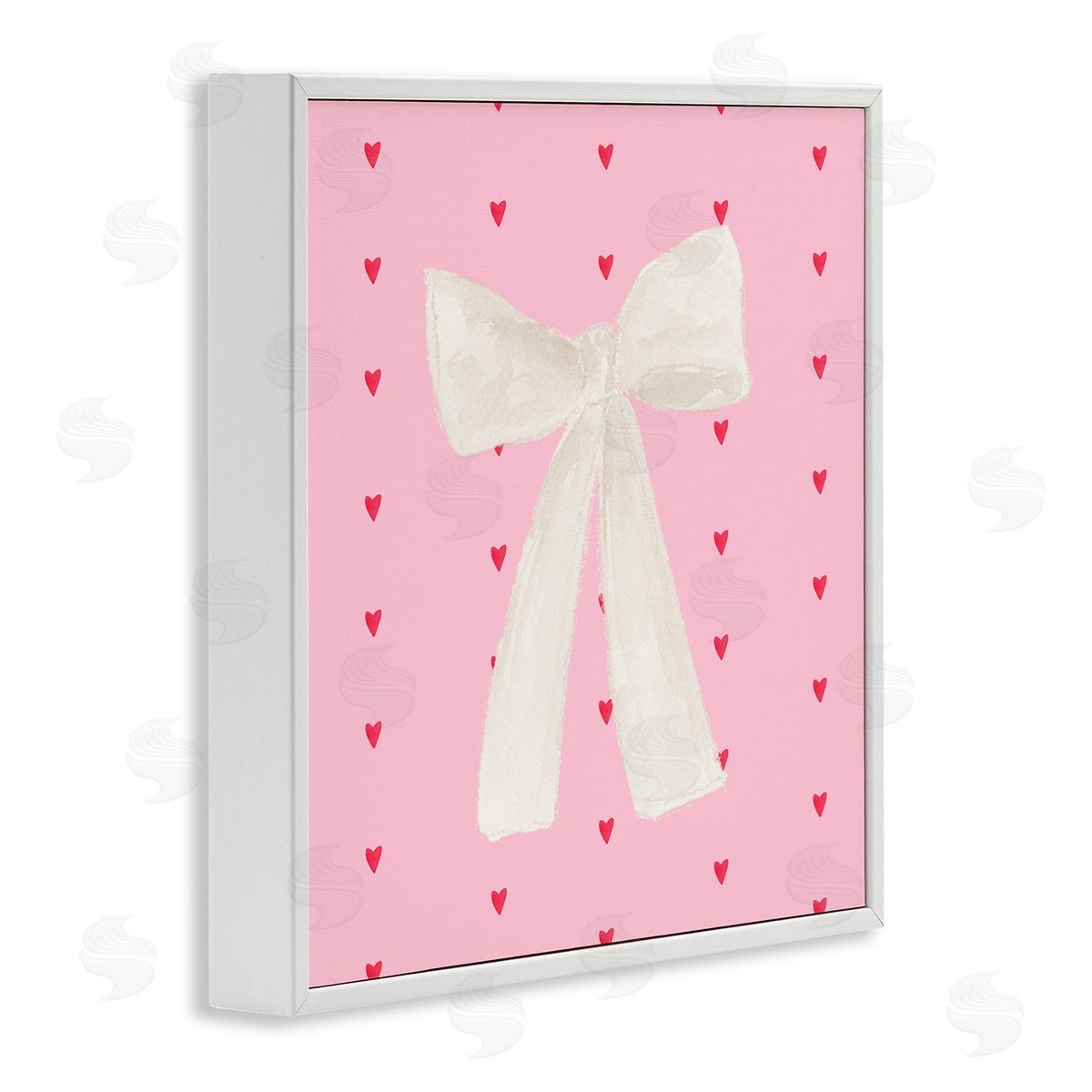 Lucille Price White Bow on Hearts Canvas Wall Art Print