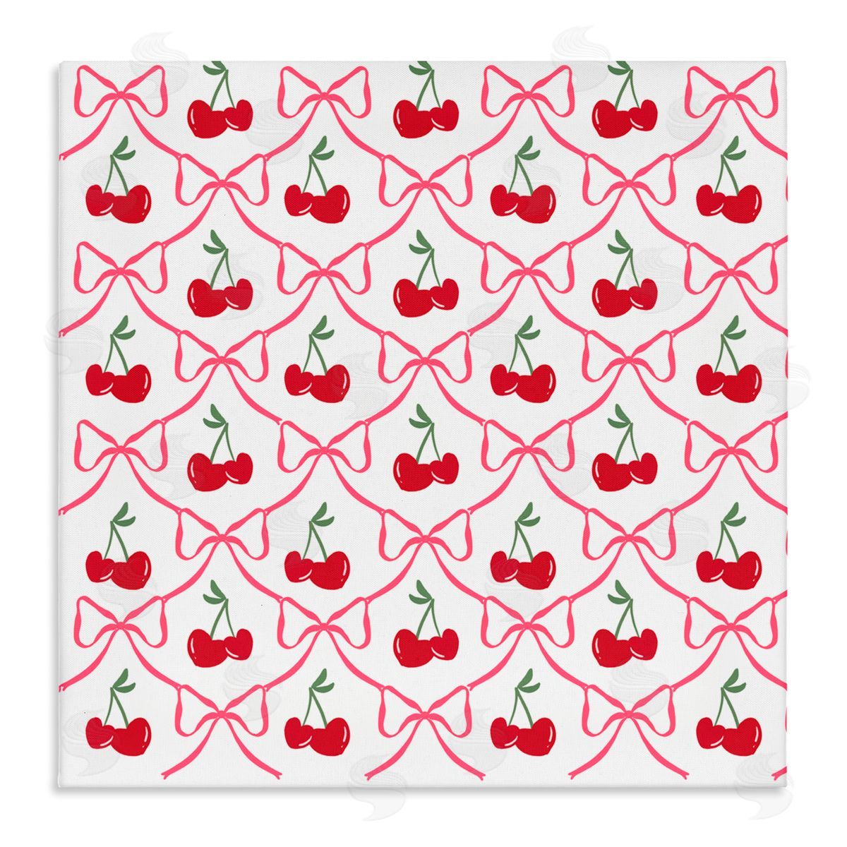 Lucille Price Cute Cherries & Bows Pattern Canvas Wall Art Print
