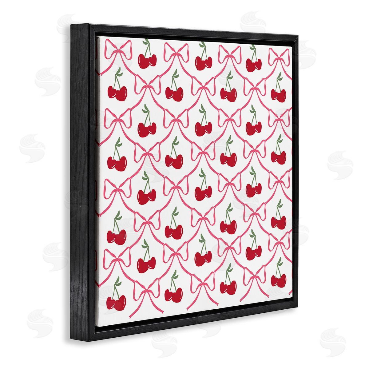 Lucille Price Cute Cherries & Bows Pattern Canvas Wall Art Print