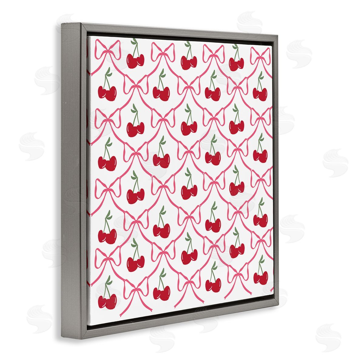 Lucille Price Cute Cherries & Bows Pattern Canvas Wall Art Print