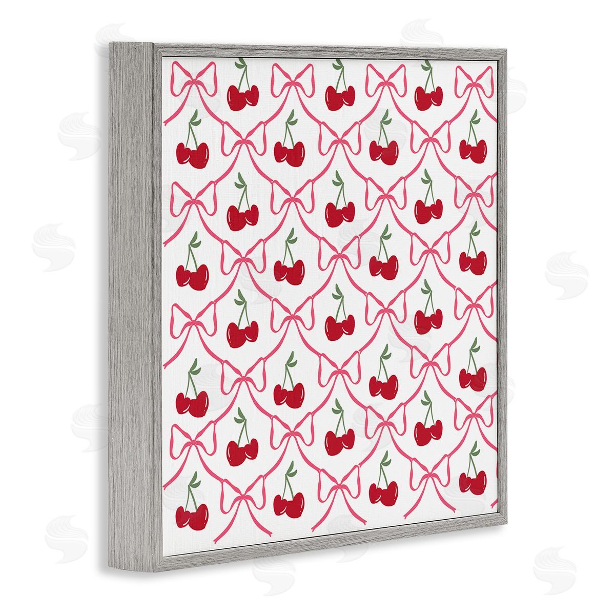 Lucille Price Cute Cherries & Bows Pattern Canvas Wall Art Print