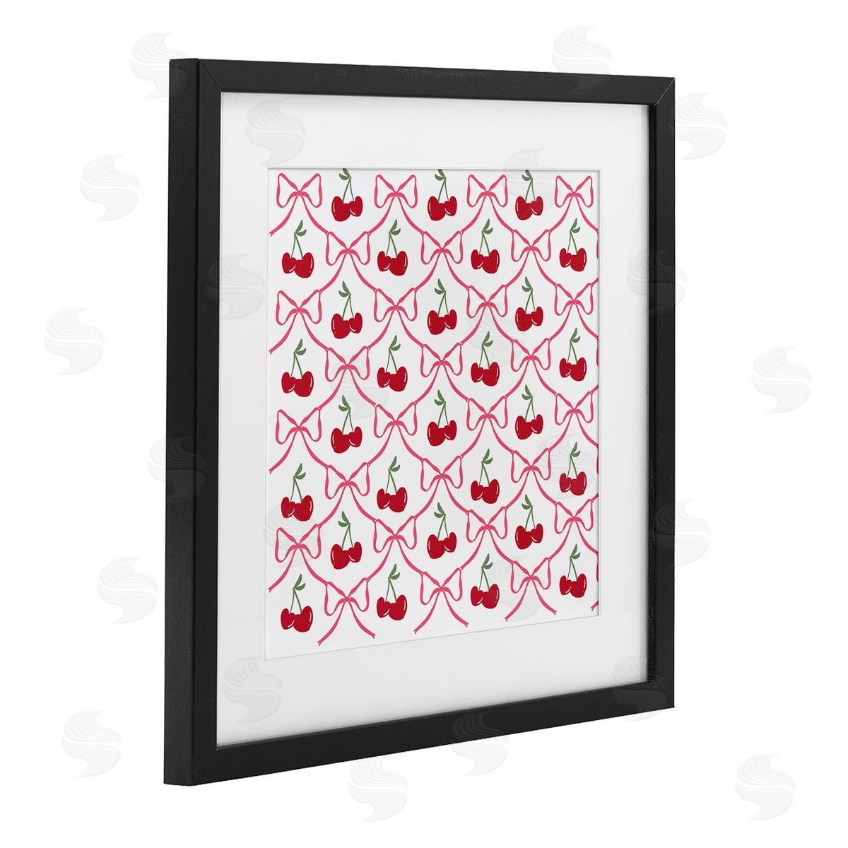 Lucille Price Cute Cherries & Bows Pattern Canvas Wall Art Print