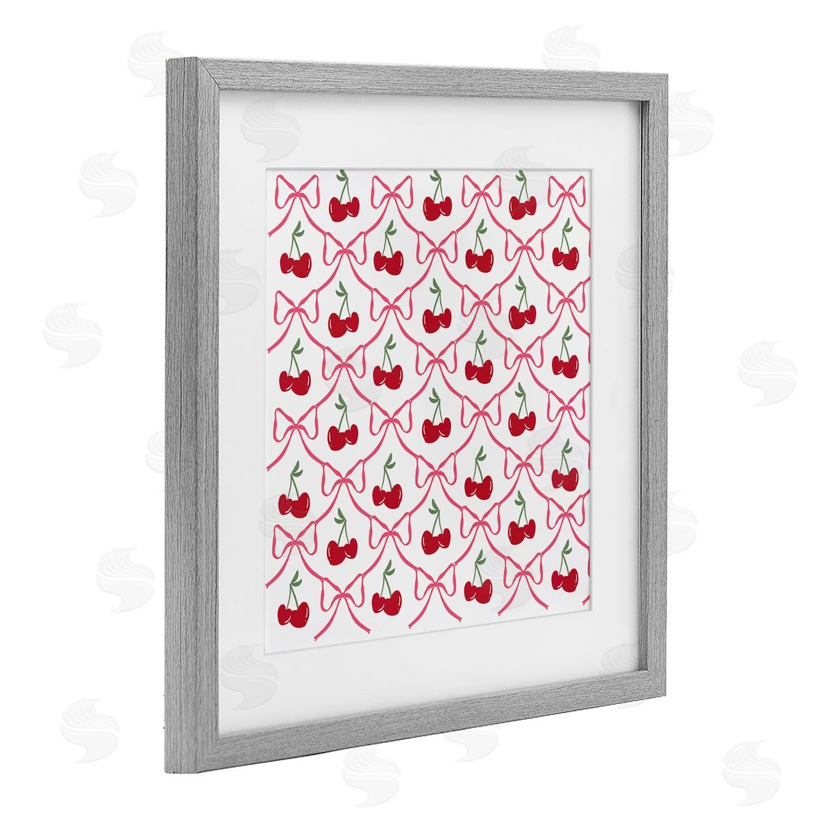 Lucille Price Cute Cherries & Bows Pattern Canvas Wall Art Print