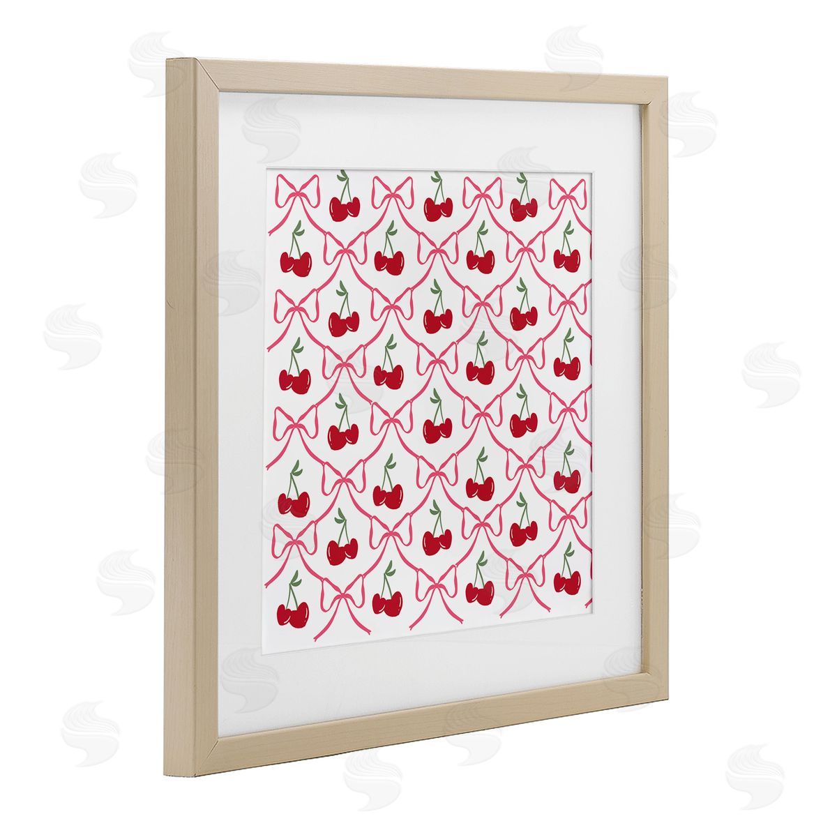 Lucille Price Cute Cherries & Bows Pattern Canvas Wall Art Print