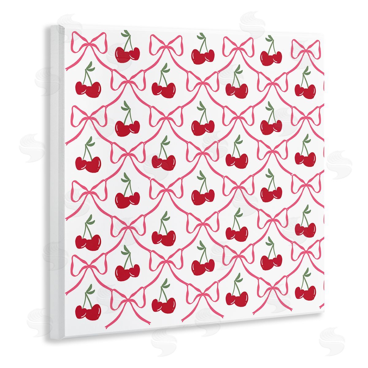 Lucille Price Cute Cherries & Bows Pattern Canvas Wall Art Print