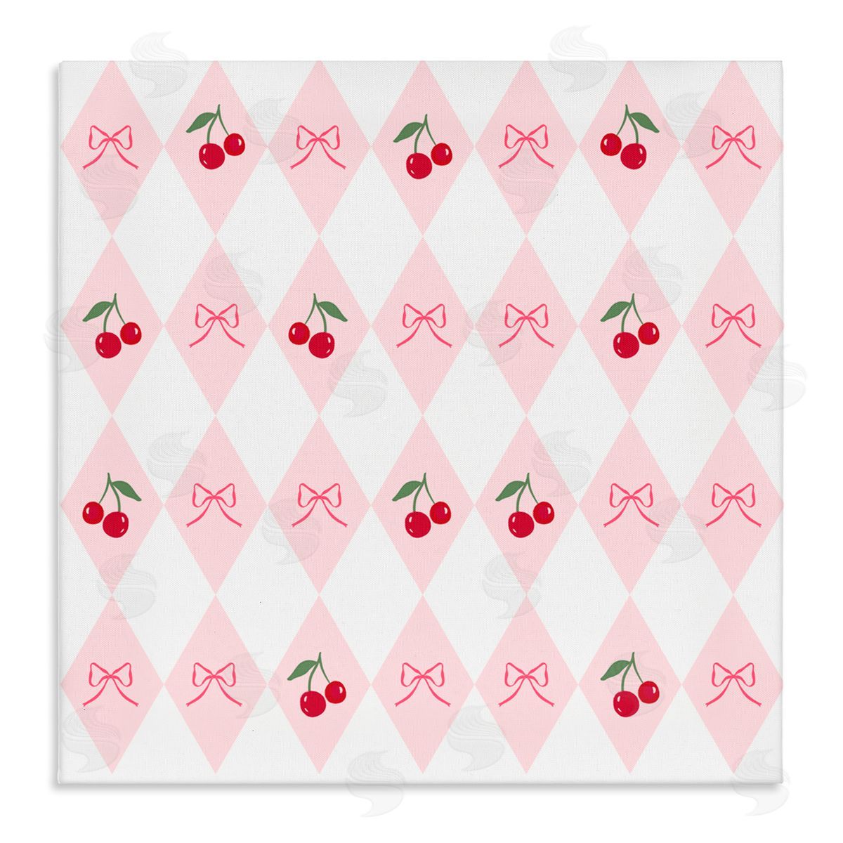 Lucille Price Cherries & Bows Argyle Canvas Wall Art Print