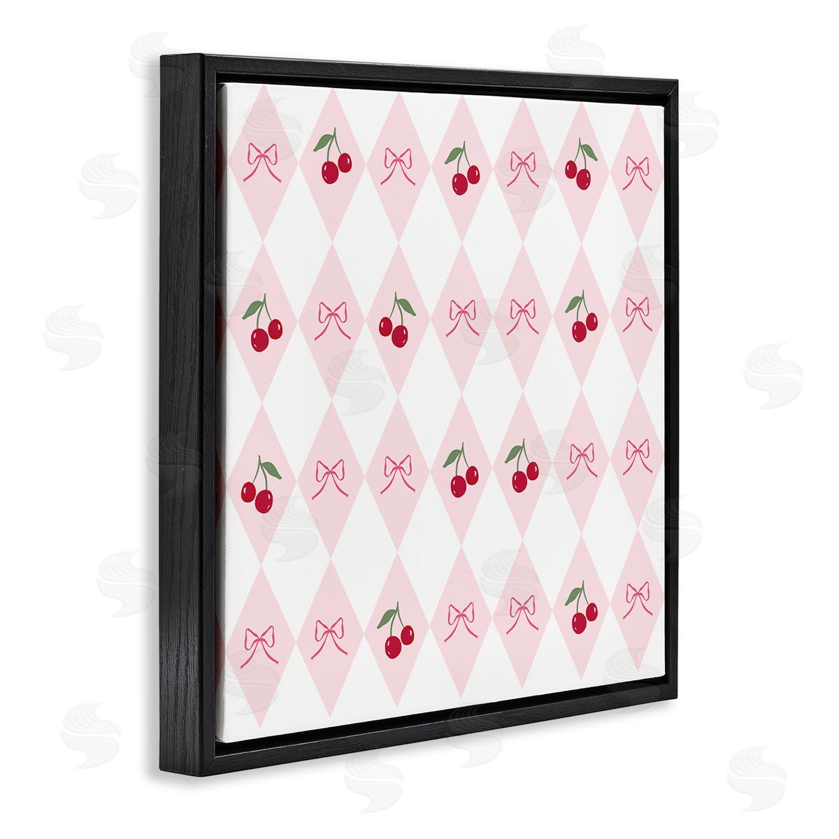 Lucille Price Cherries & Bows Argyle Canvas Wall Art Print