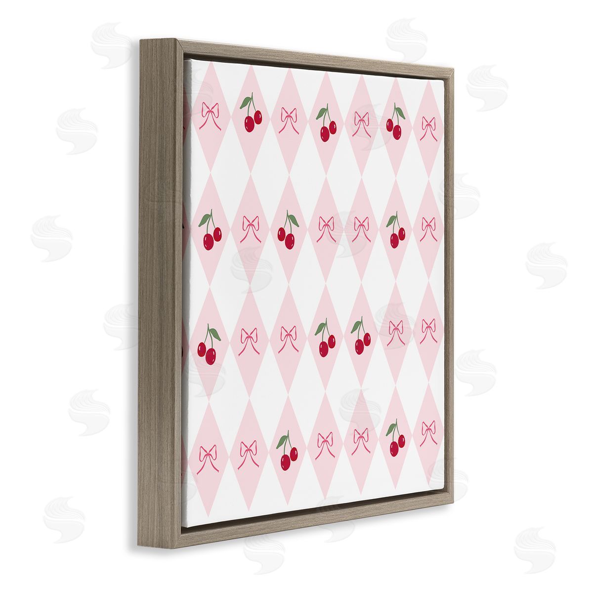 Lucille Price Cherries & Bows Argyle Canvas Wall Art Print