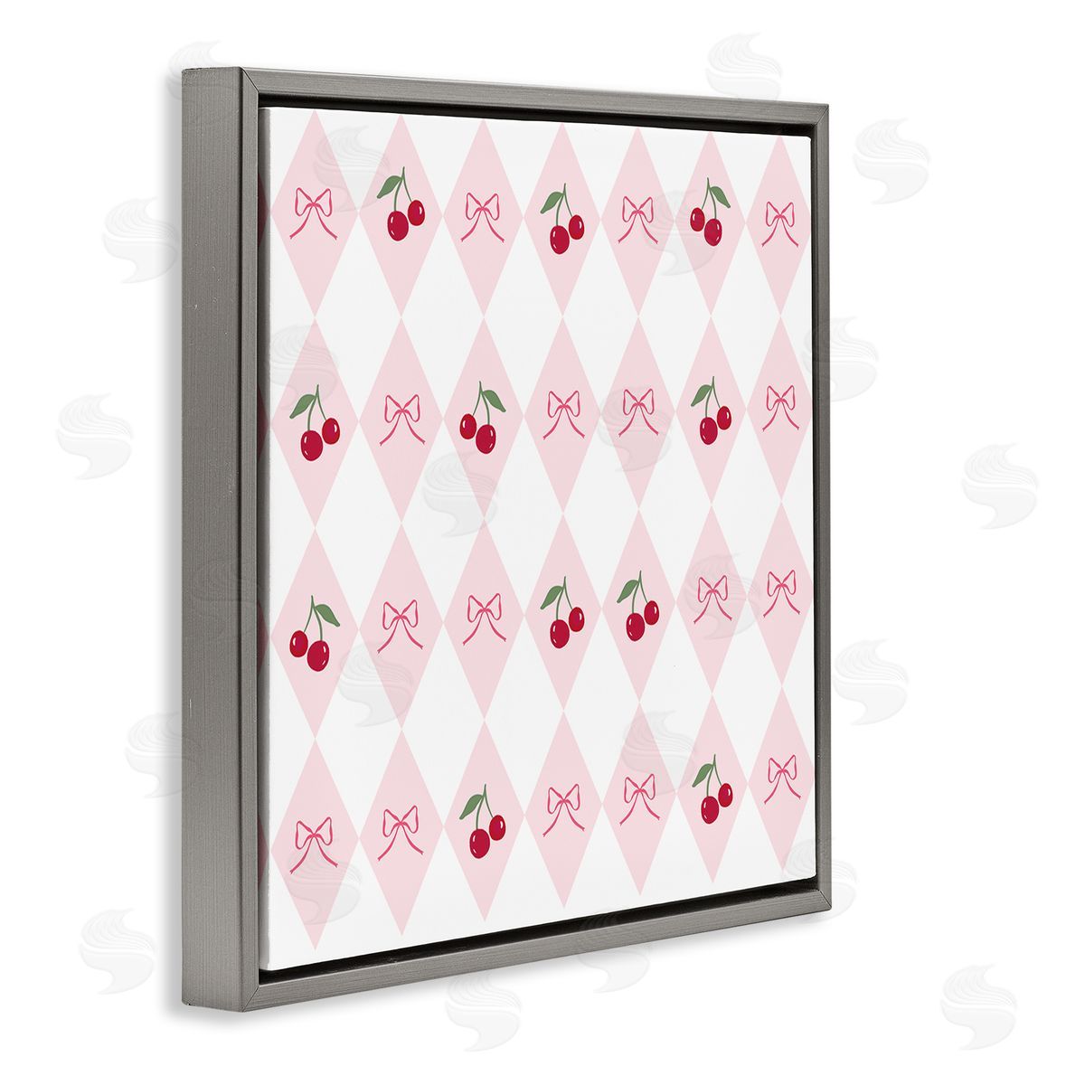 Lucille Price Cherries & Bows Argyle Canvas Wall Art Print