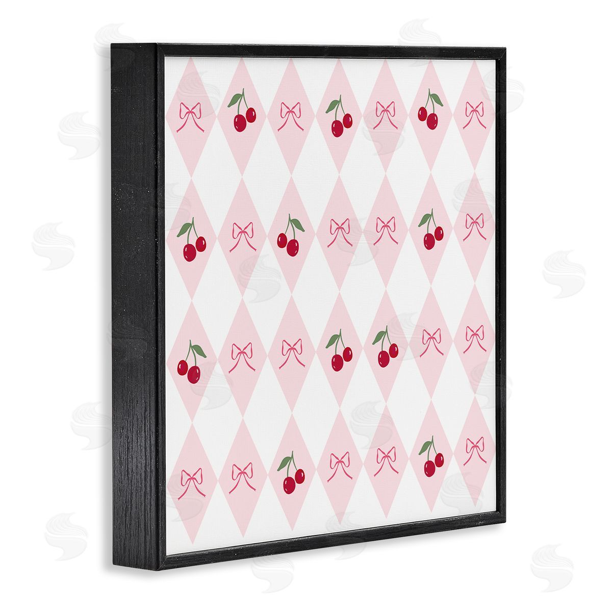 Lucille Price Cherries & Bows Argyle Canvas Wall Art Print