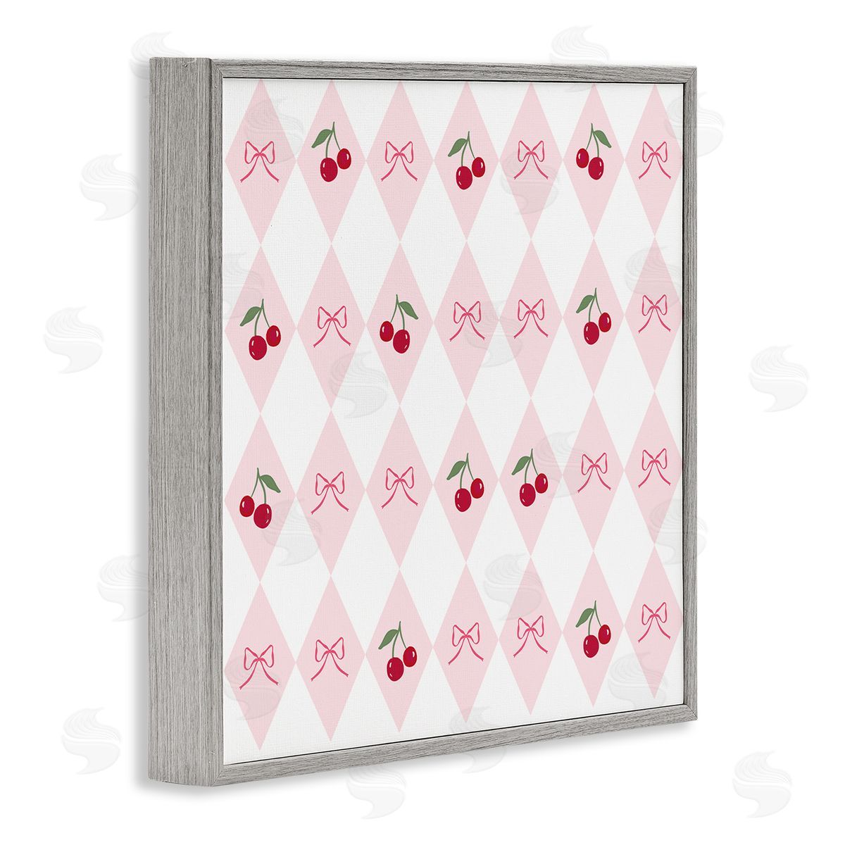 Lucille Price Cherries & Bows Argyle Canvas Wall Art Print