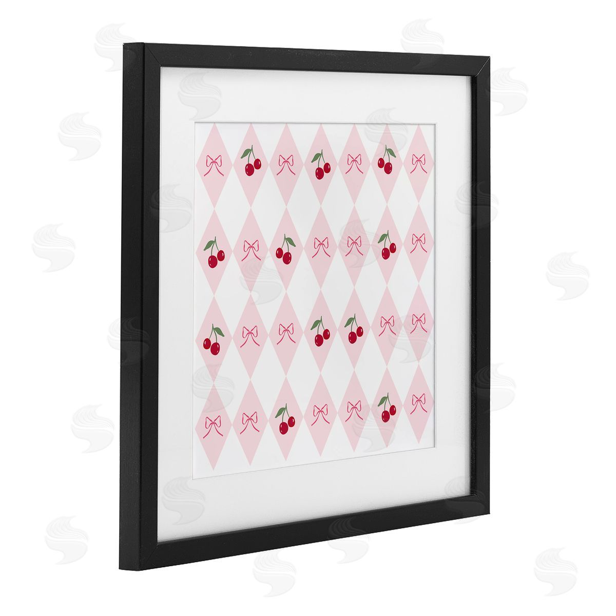 Lucille Price Cherries & Bows Argyle Canvas Wall Art Print