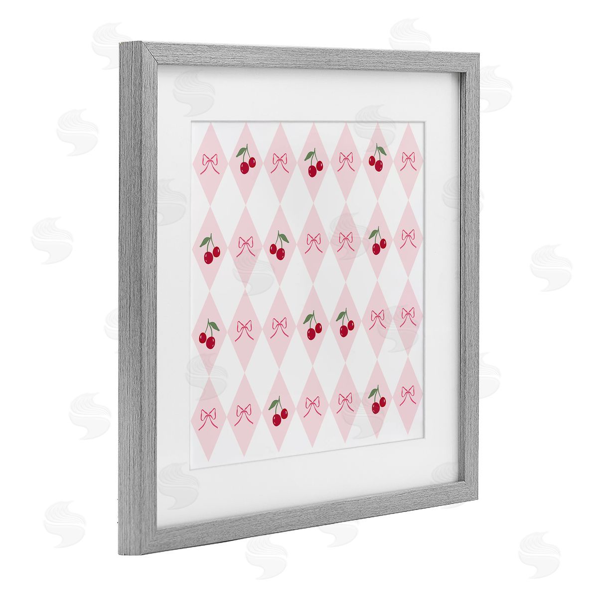 Lucille Price Cherries & Bows Argyle Canvas Wall Art Print