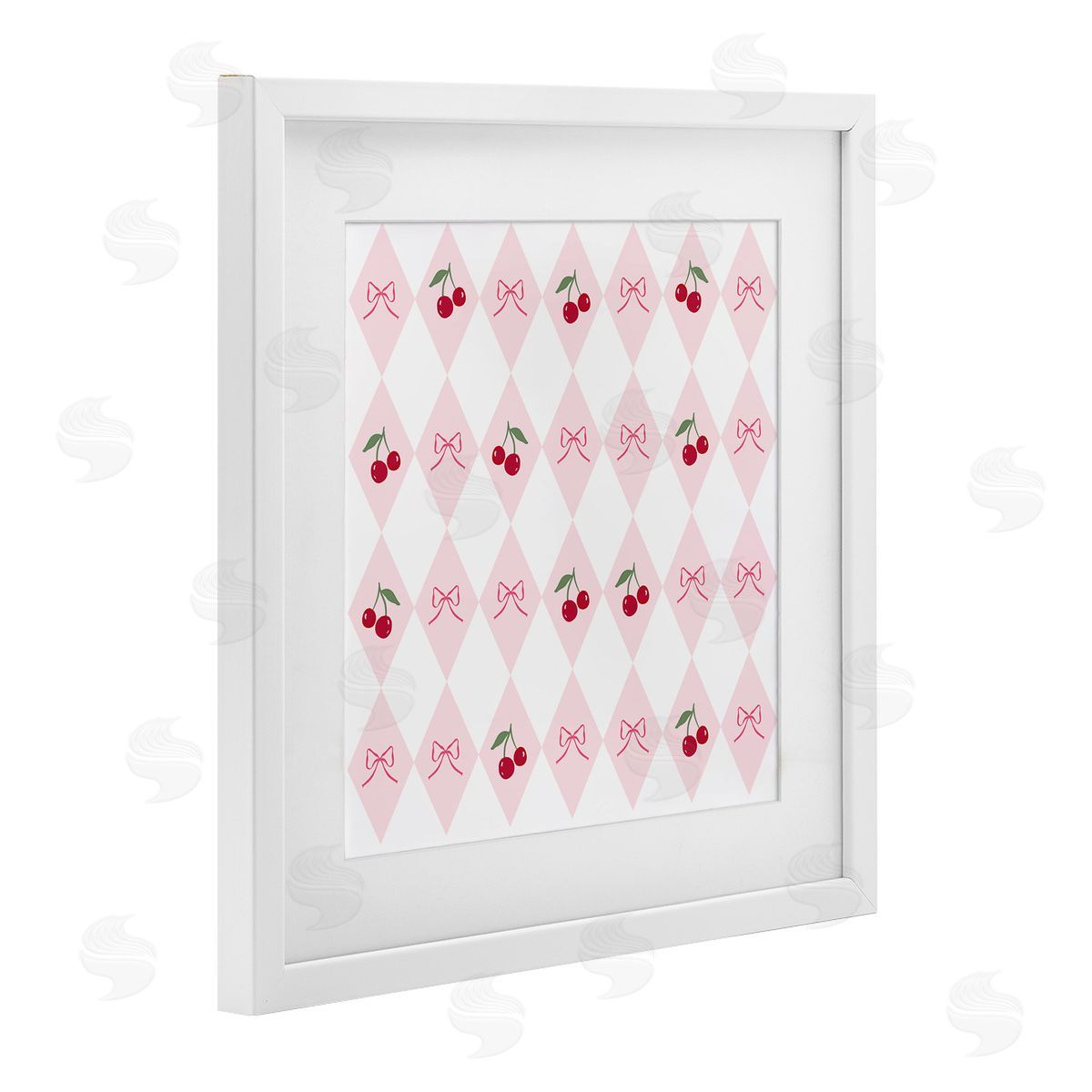 Lucille Price Cherries & Bows Argyle Canvas Wall Art Print