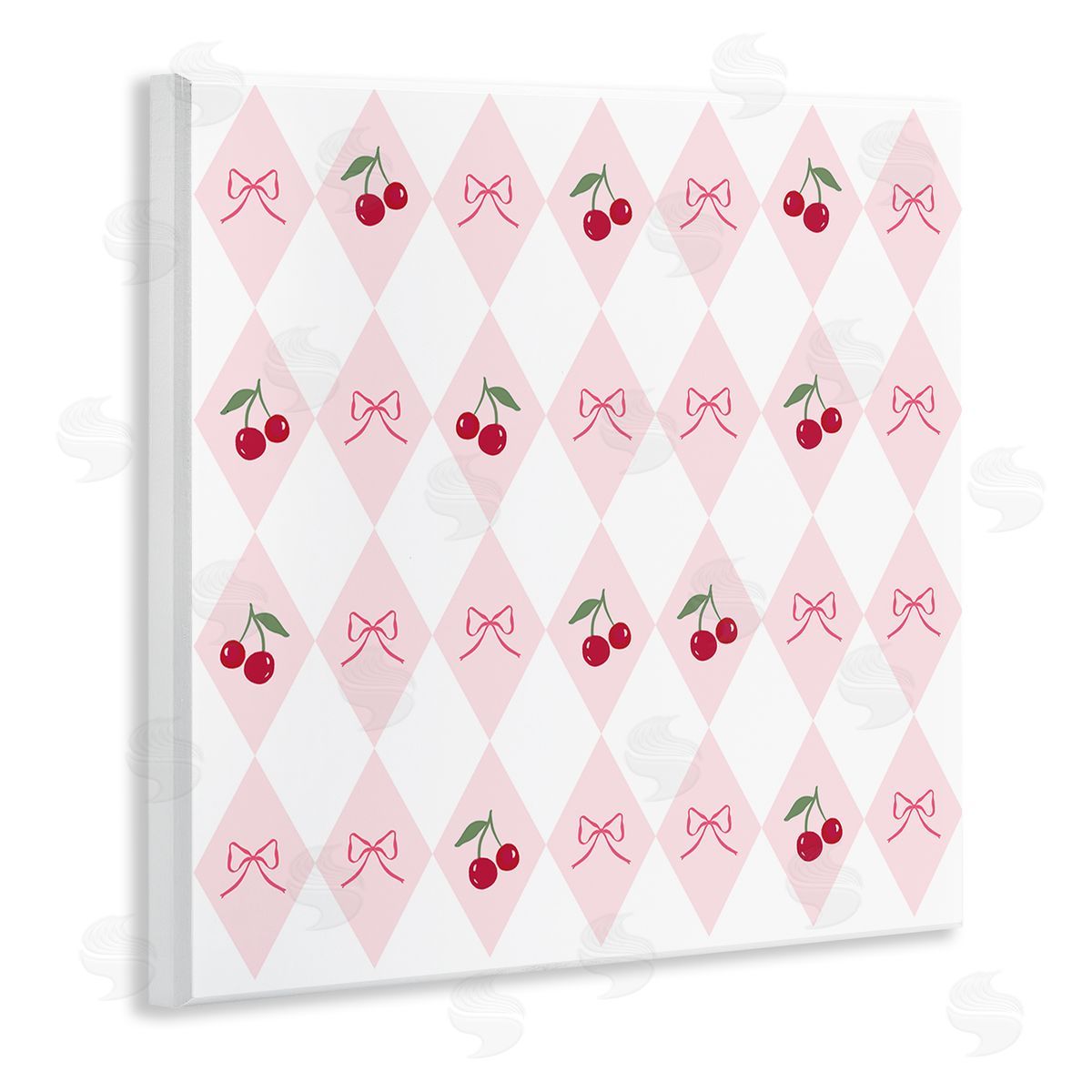 Lucille Price Cherries & Bows Argyle Canvas Wall Art Print
