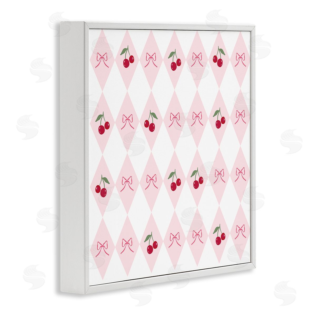 Lucille Price Cherries & Bows Argyle Canvas Wall Art Print