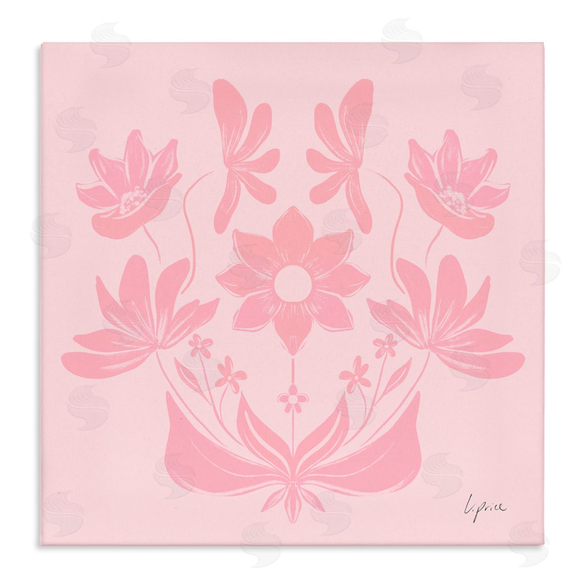 Lucille Price Pink Floral Symmetrical Canvas Wall Art Print