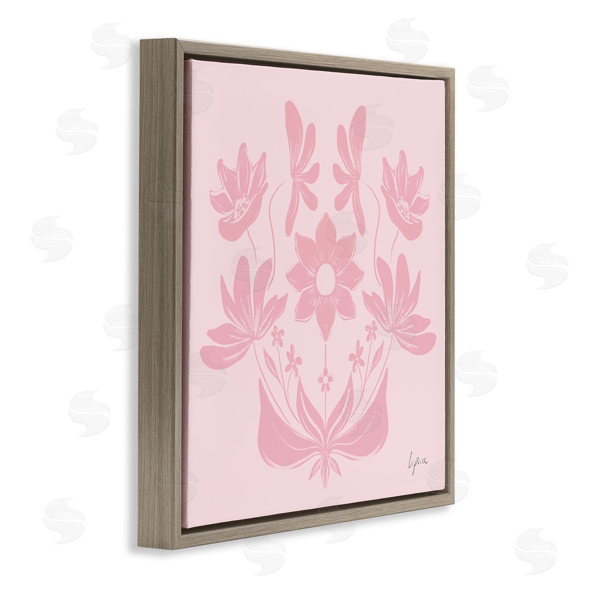 Lucille Price Pink Floral Symmetrical Canvas Wall Art Print