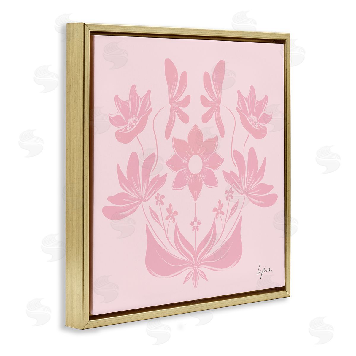 Lucille Price Pink Floral Symmetrical Canvas Wall Art Print