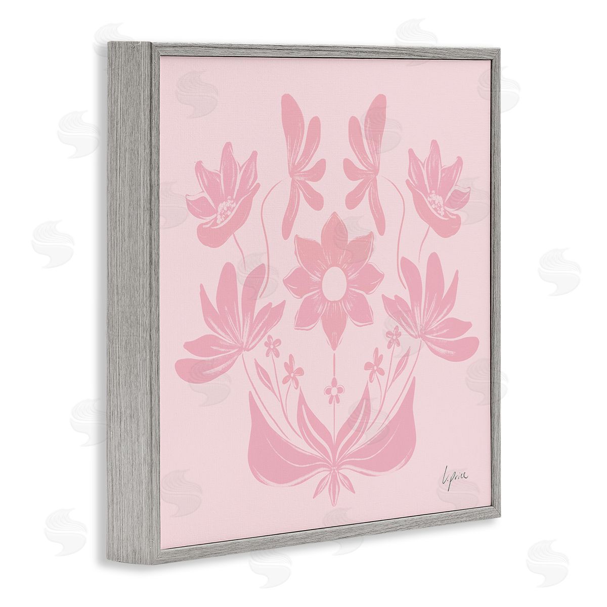 Lucille Price Pink Floral Symmetrical Canvas Wall Art Print