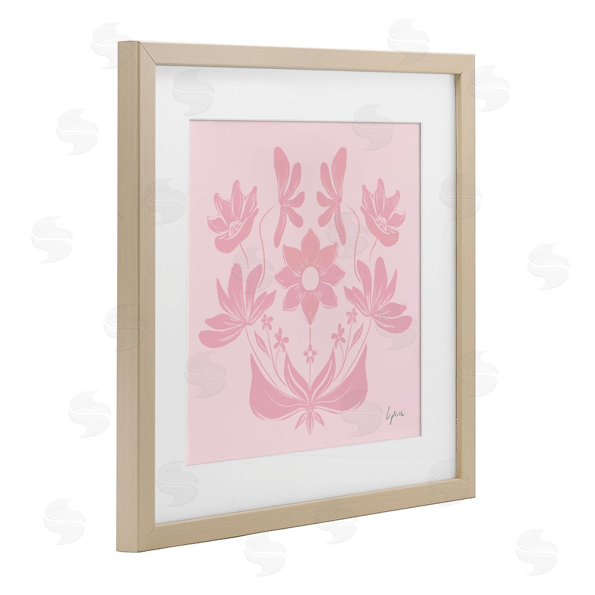 Lucille Price Pink Floral Symmetrical Canvas Wall Art Print