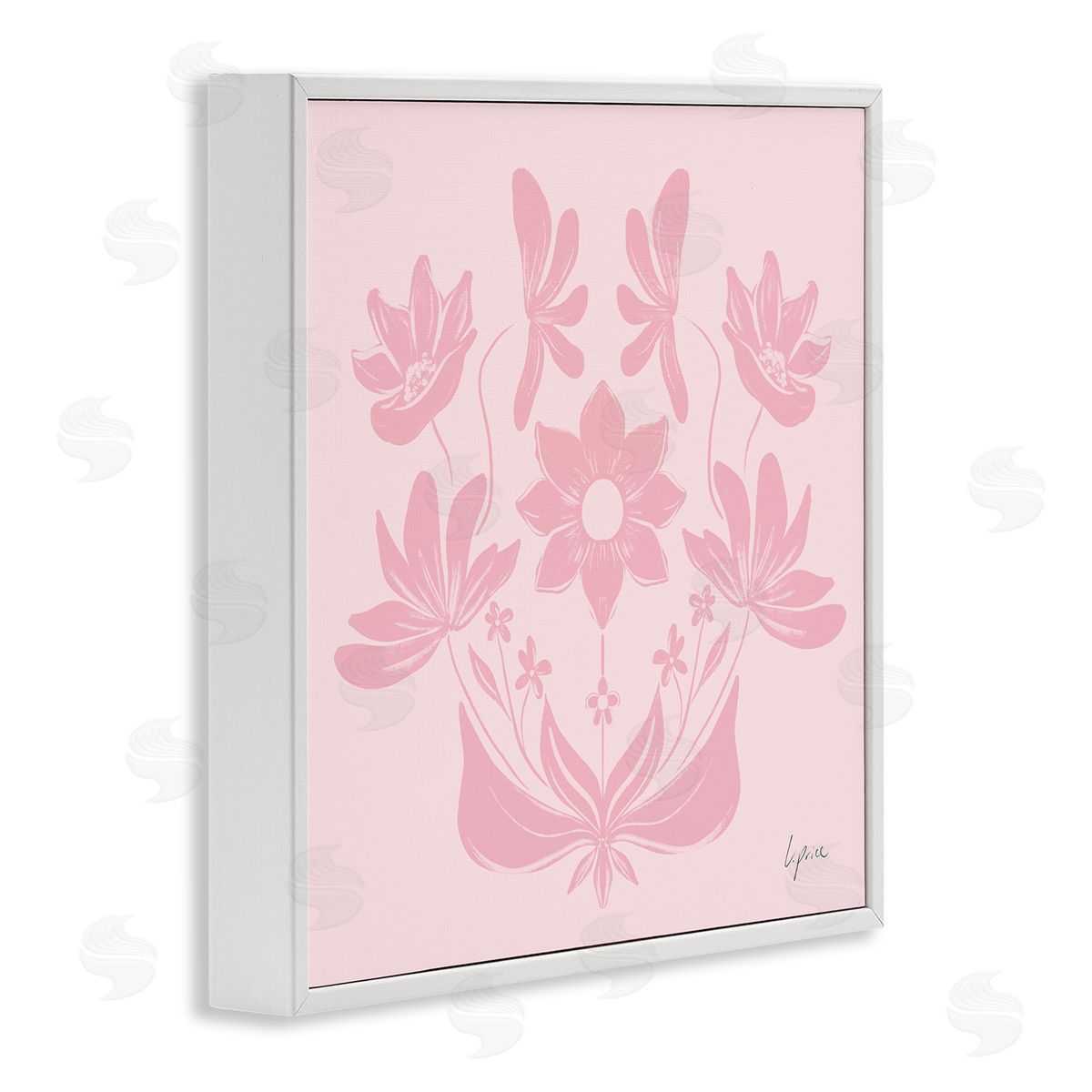 Lucille Price Pink Floral Symmetrical Canvas Wall Art Print