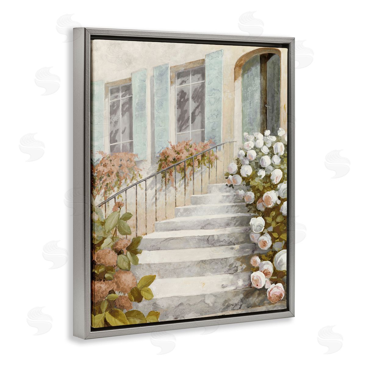 LORENZO COLLECTIVE Floral Entry Stairs Canvas Wall Art Print