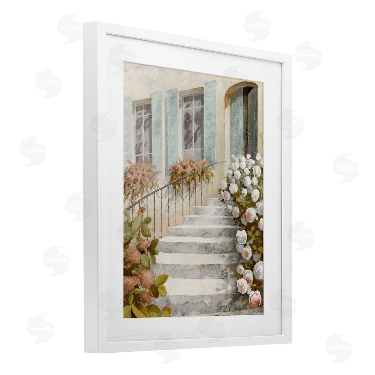 LORENZO COLLECTIVE Floral Entry Stairs Canvas Wall Art Print