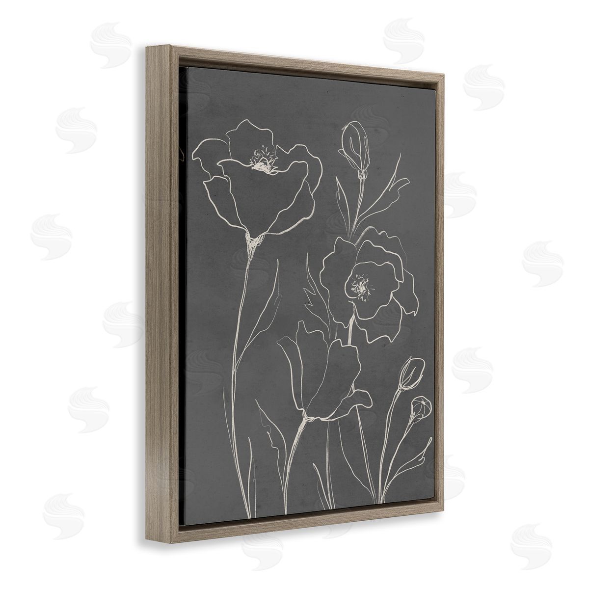 Elizabeth Medley Gray Poppies Outline Canvas Wall Art Print