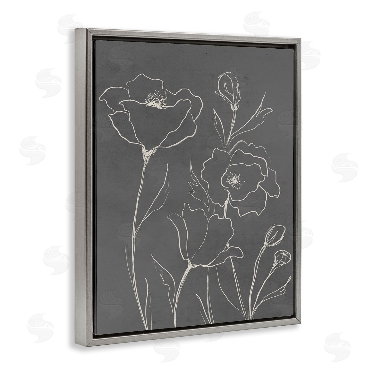 Elizabeth Medley Gray Poppies Outline Canvas Wall Art Print