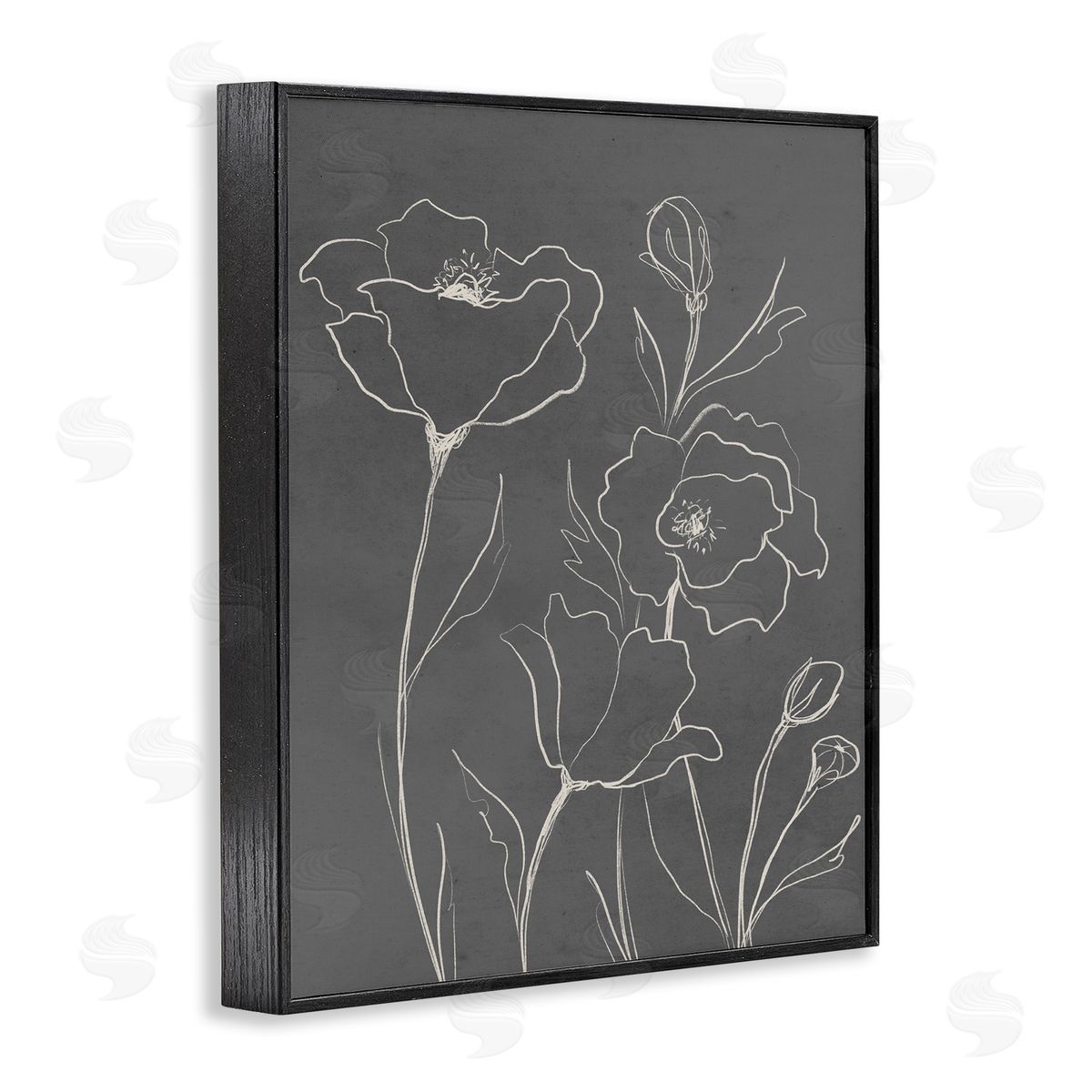 Elizabeth Medley Gray Poppies Outline Canvas Wall Art Print