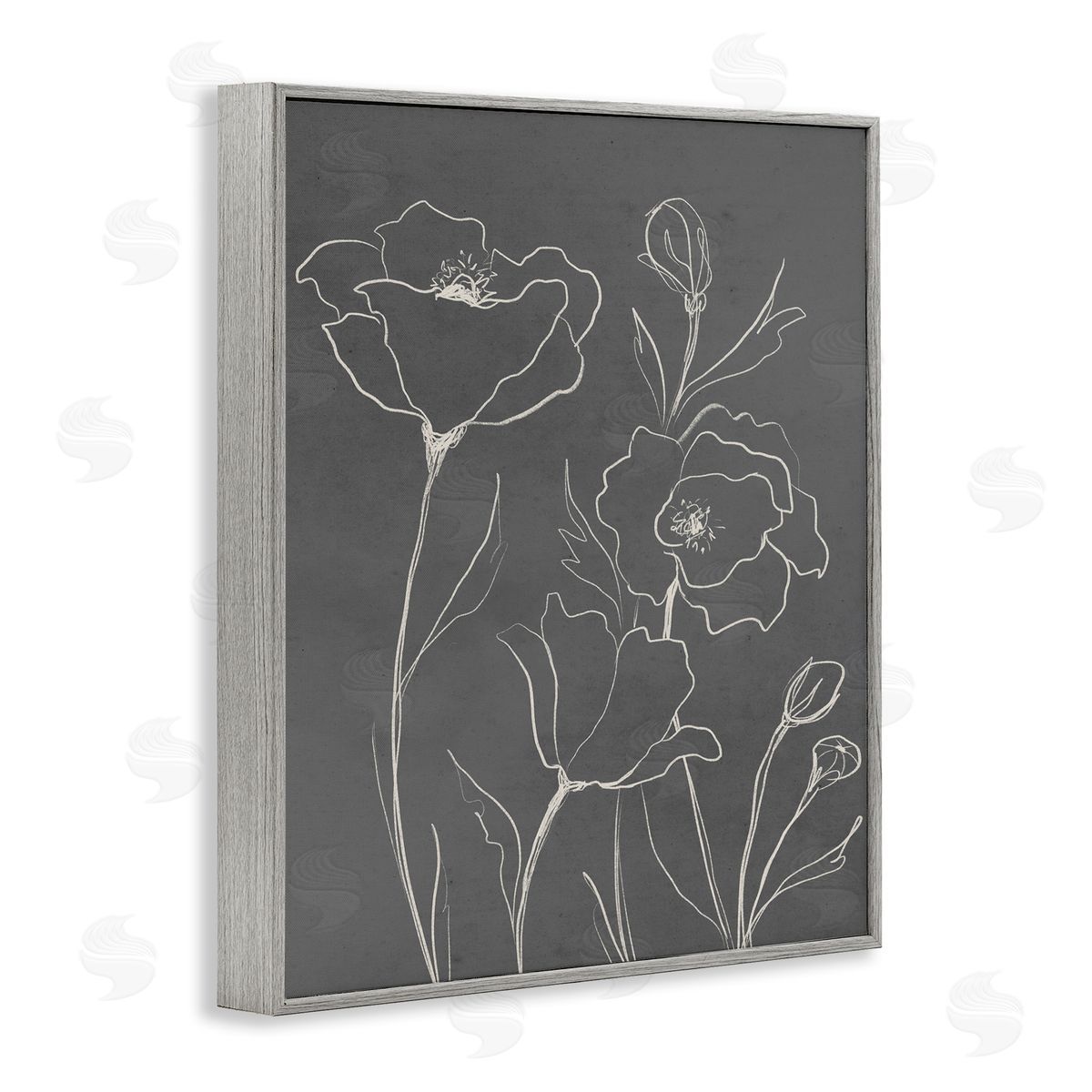 Elizabeth Medley Gray Poppies Outline Canvas Wall Art Print