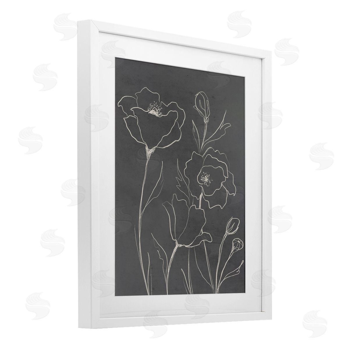 Elizabeth Medley Gray Poppies Outline Canvas Wall Art Print
