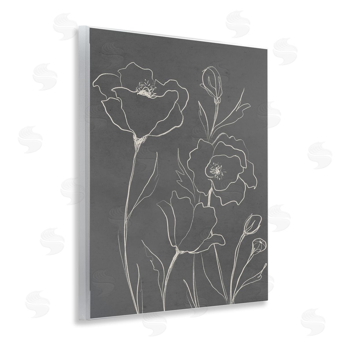 Elizabeth Medley Gray Poppies Outline Canvas Wall Art Print