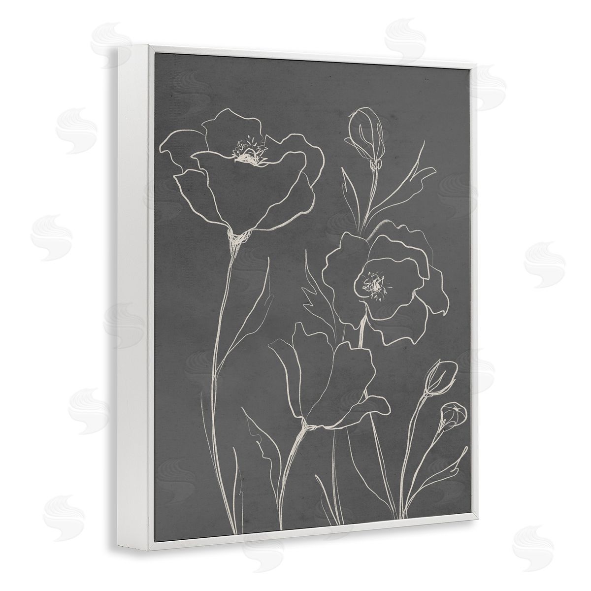 Elizabeth Medley Gray Poppies Outline Canvas Wall Art Print