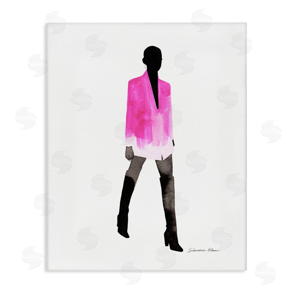 Simone Elum Girl In Pink Jacket Canvas Wall Art Print