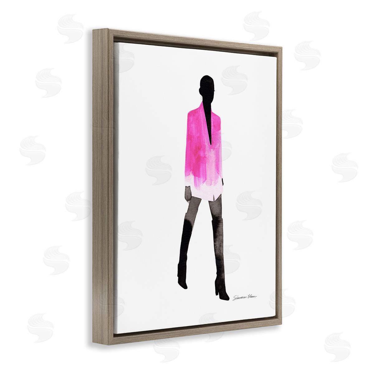 Simone Elum Girl In Pink Jacket Canvas Wall Art Print