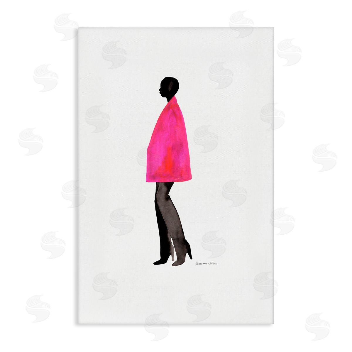 Simone Elum Fuchsia Pink Coat Canvas Wall Art Print