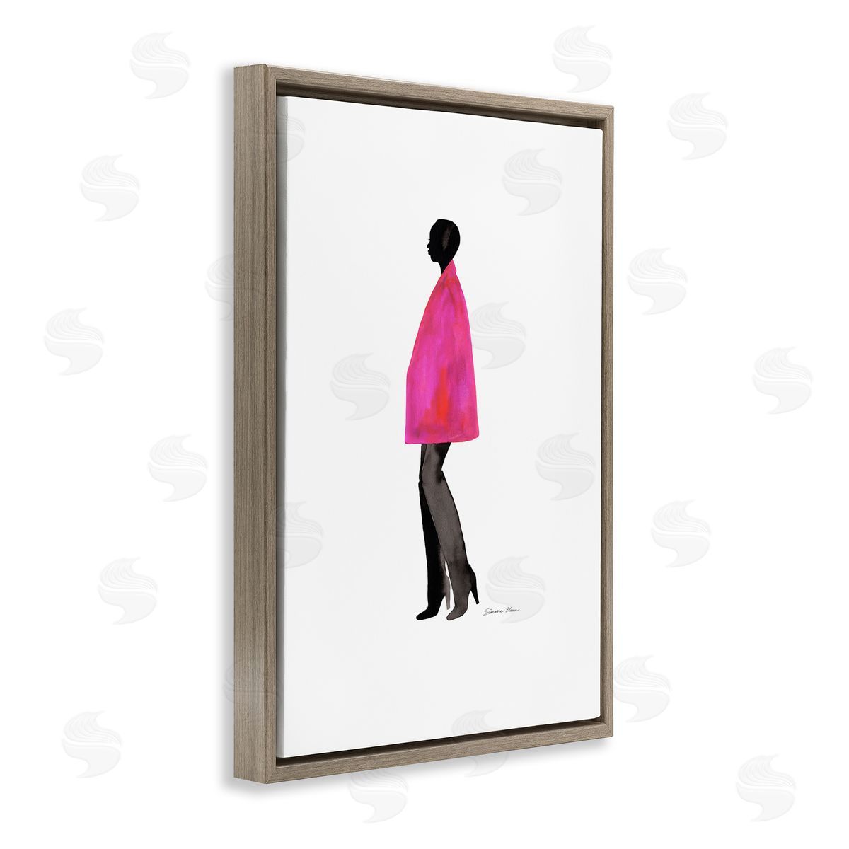 Simone Elum Fuchsia Pink Coat Canvas Wall Art Print