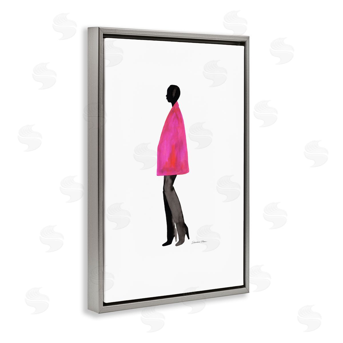 Simone Elum Fuchsia Pink Coat Canvas Wall Art Print