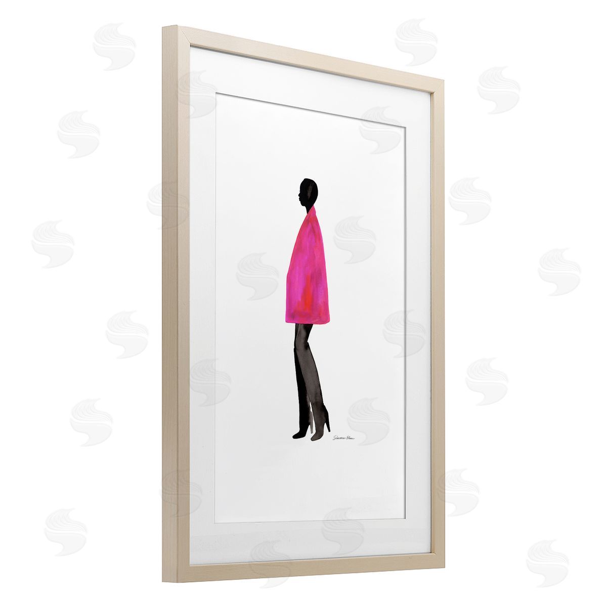 Simone Elum Fuchsia Pink Coat Canvas Wall Art Print