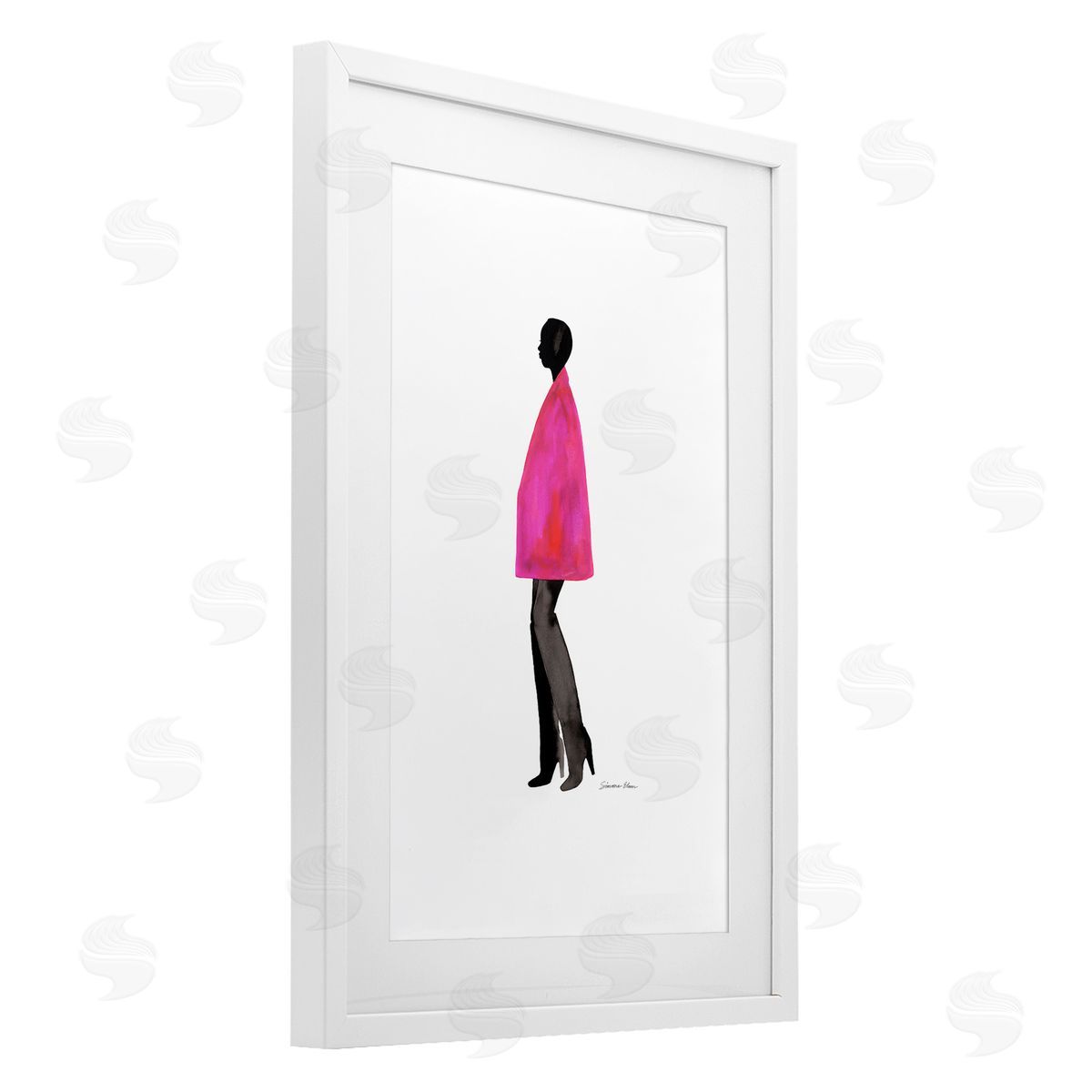 Simone Elum Fuchsia Pink Coat Canvas Wall Art Print