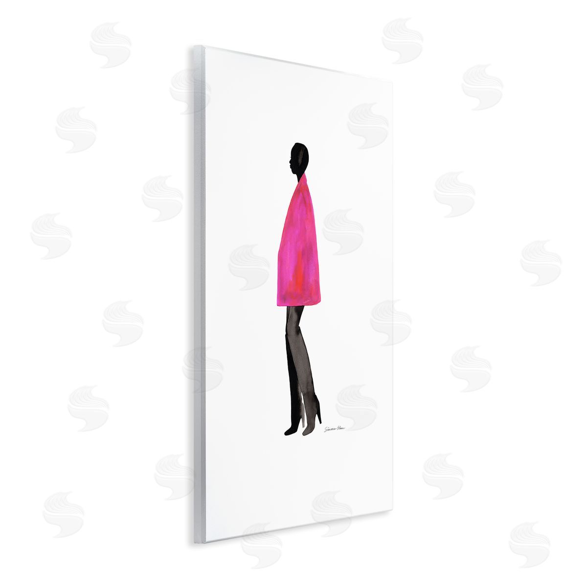 Simone Elum Fuchsia Pink Coat Canvas Wall Art Print