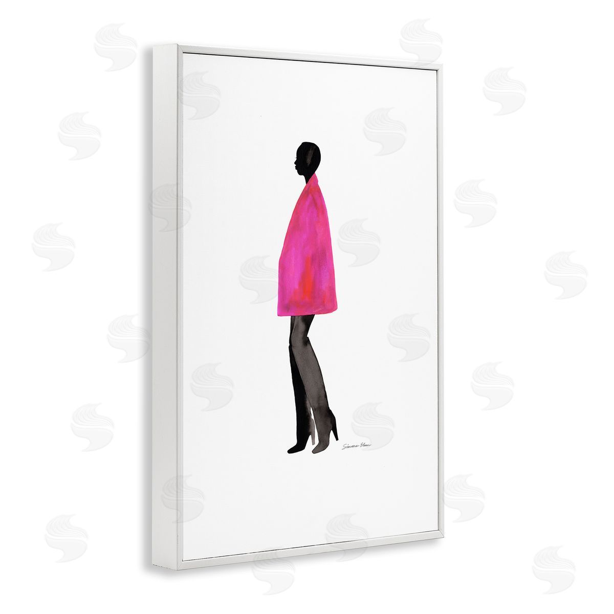 Simone Elum Fuchsia Pink Coat Canvas Wall Art Print
