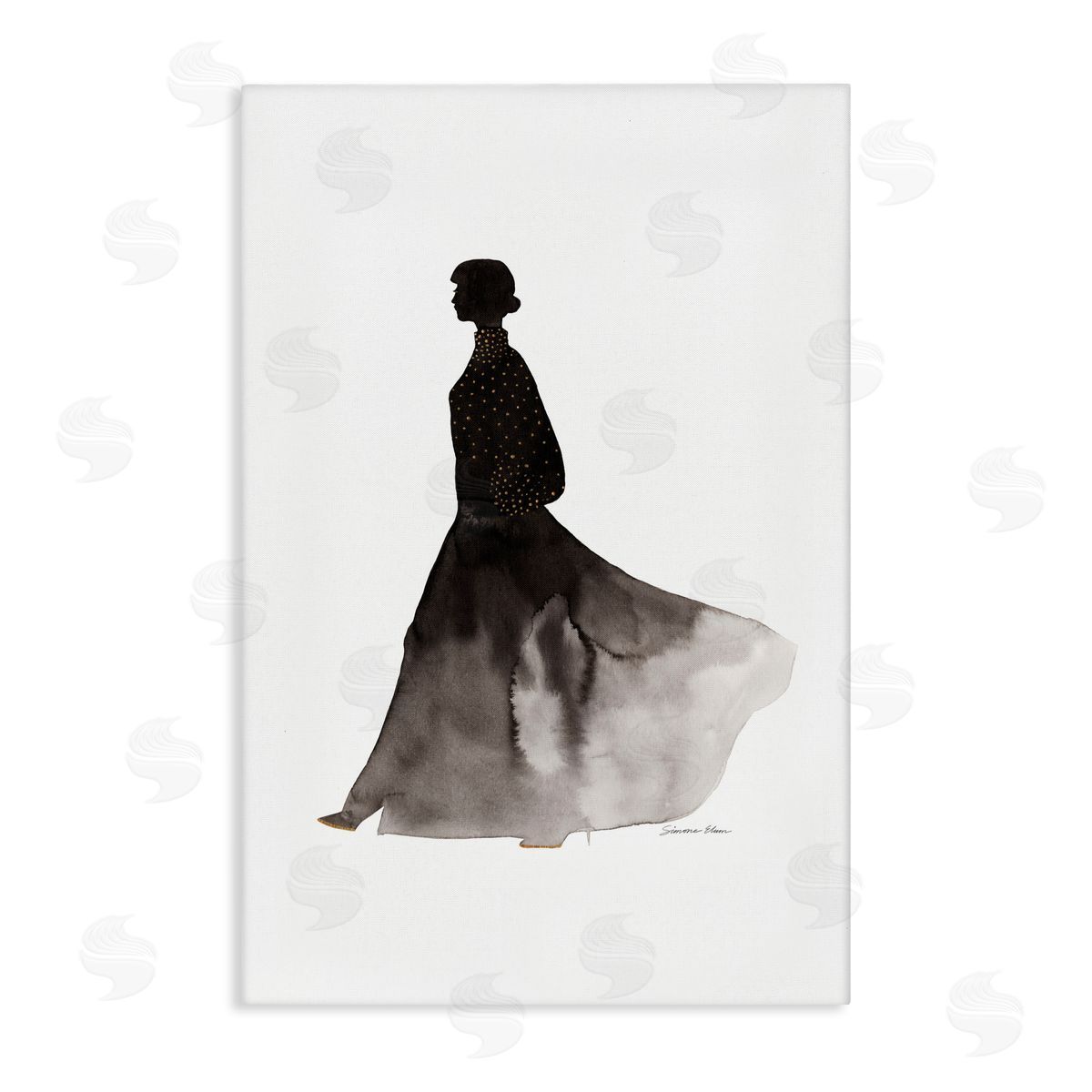 Simone Elum Covered In Gold Silhouette Canvas Wall Art Print