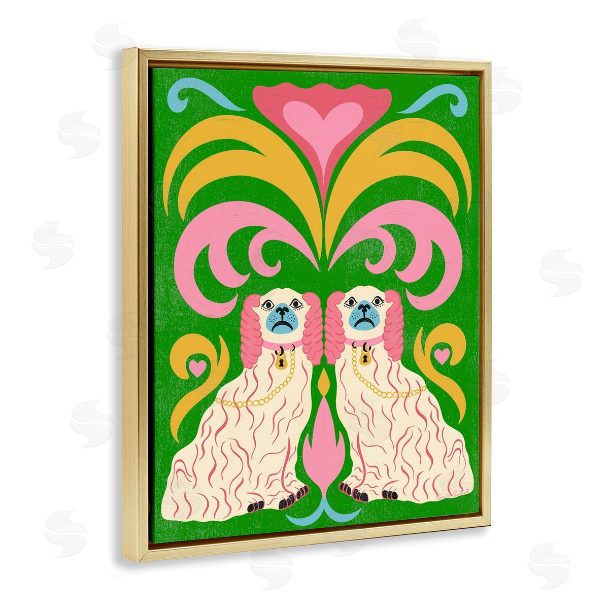 Carrie Cantwell Staffordshire Symmetry Dogs Canvas Wall Art Print