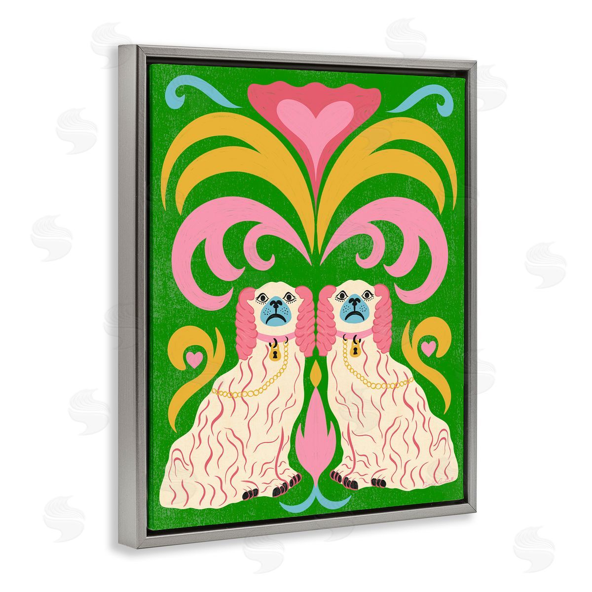 Carrie Cantwell Staffordshire Symmetry Dogs Canvas Wall Art Print