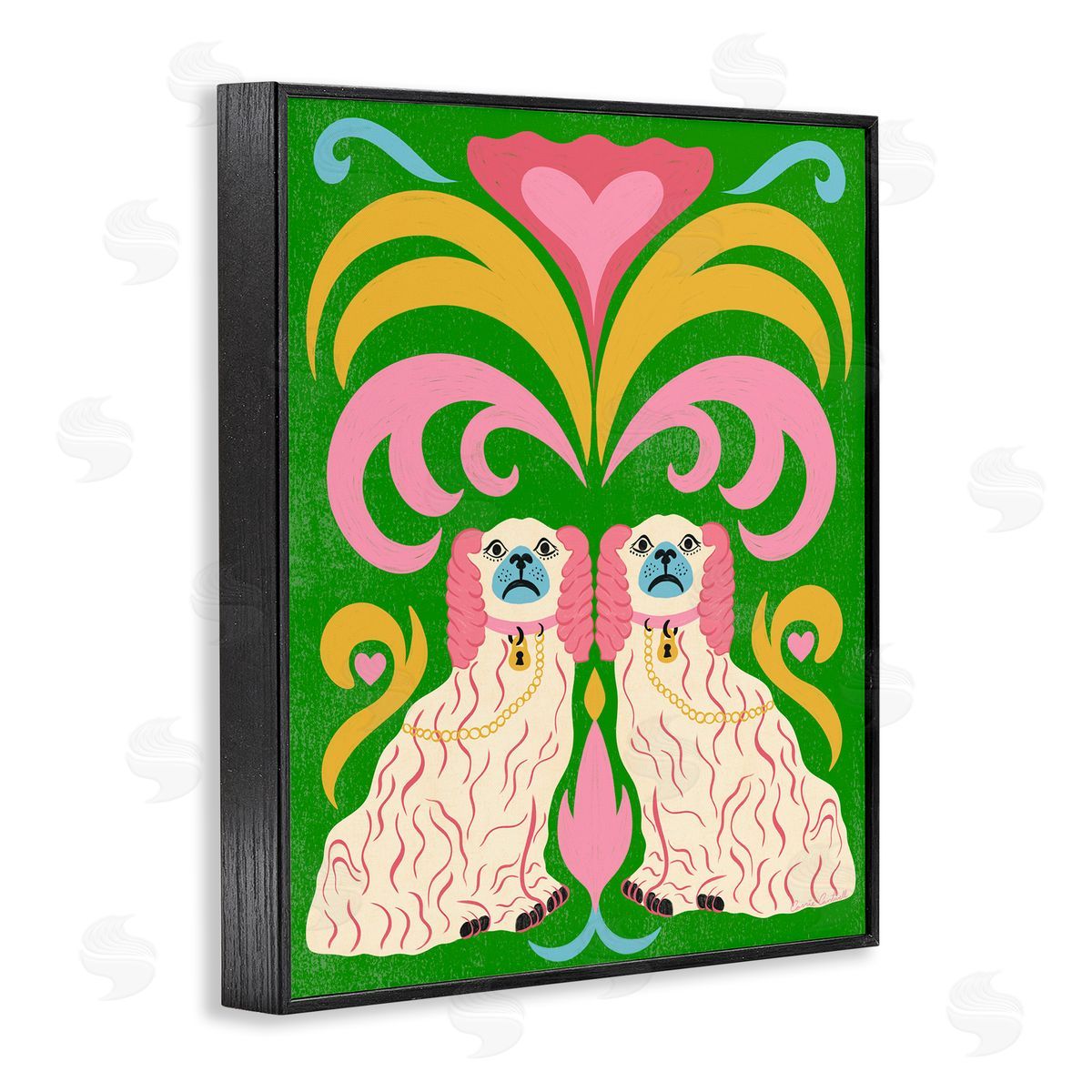 Carrie Cantwell Staffordshire Symmetry Dogs Canvas Wall Art Print