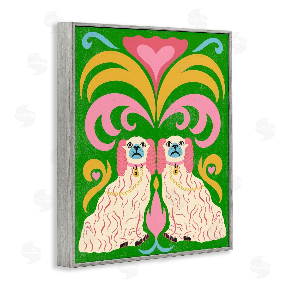 Carrie Cantwell Staffordshire Symmetry Dogs Canvas Wall Art Print