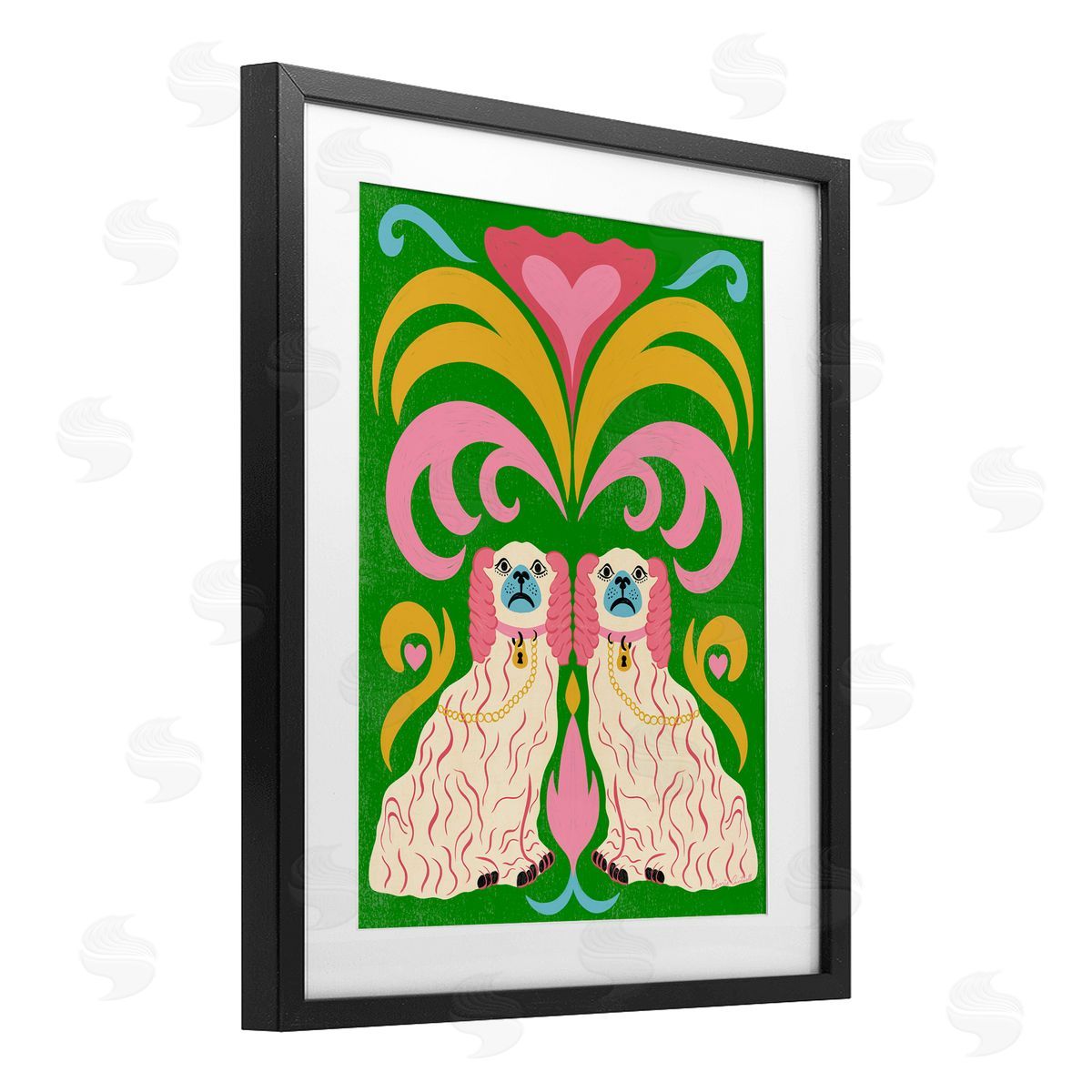 Carrie Cantwell Staffordshire Symmetry Dogs Canvas Wall Art Print